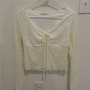 Marshalls Cream Lace Tie-Front Blouse